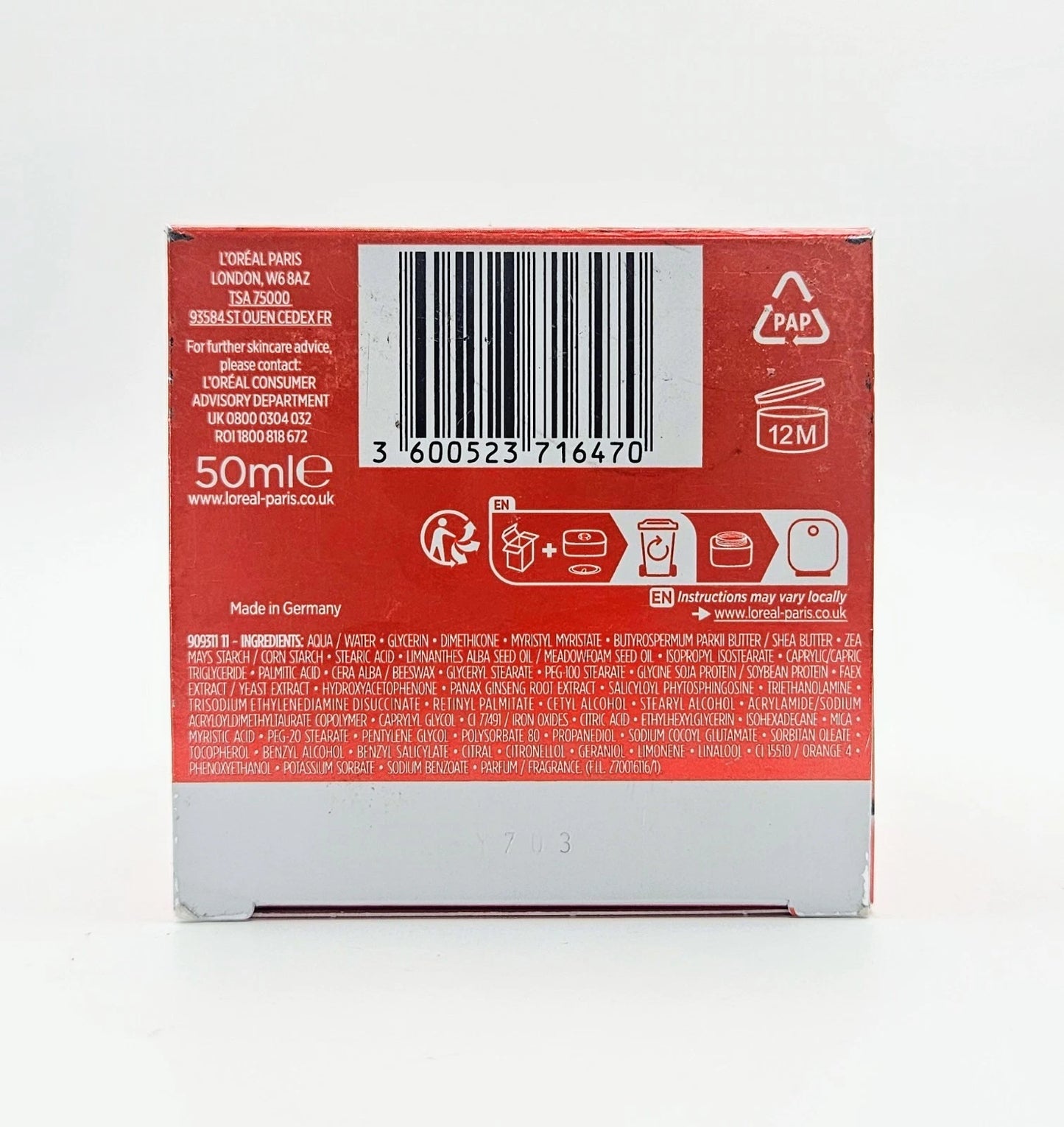 L'OREAL REVITALIFT ENERGISING RED DAY CREAM 50ML