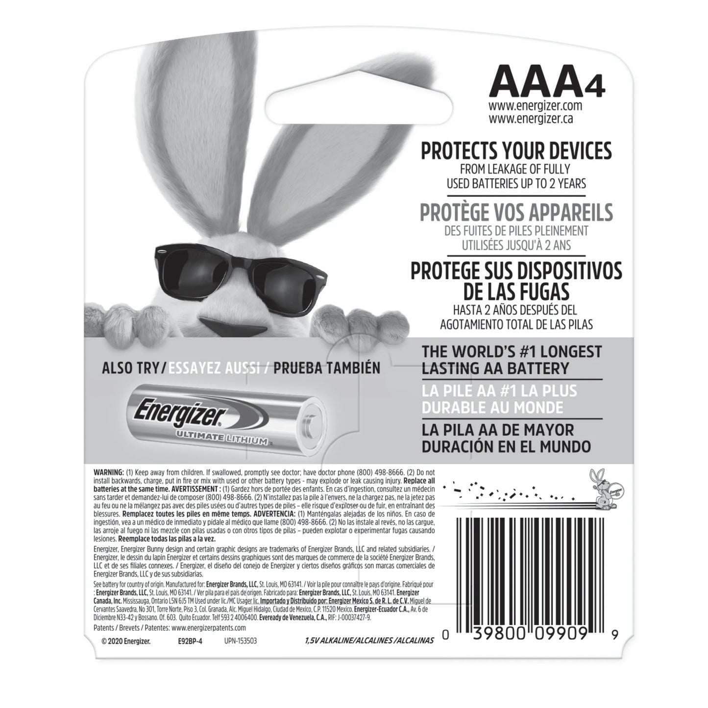 ENERGIZER BATTERY AAA4 - MAX