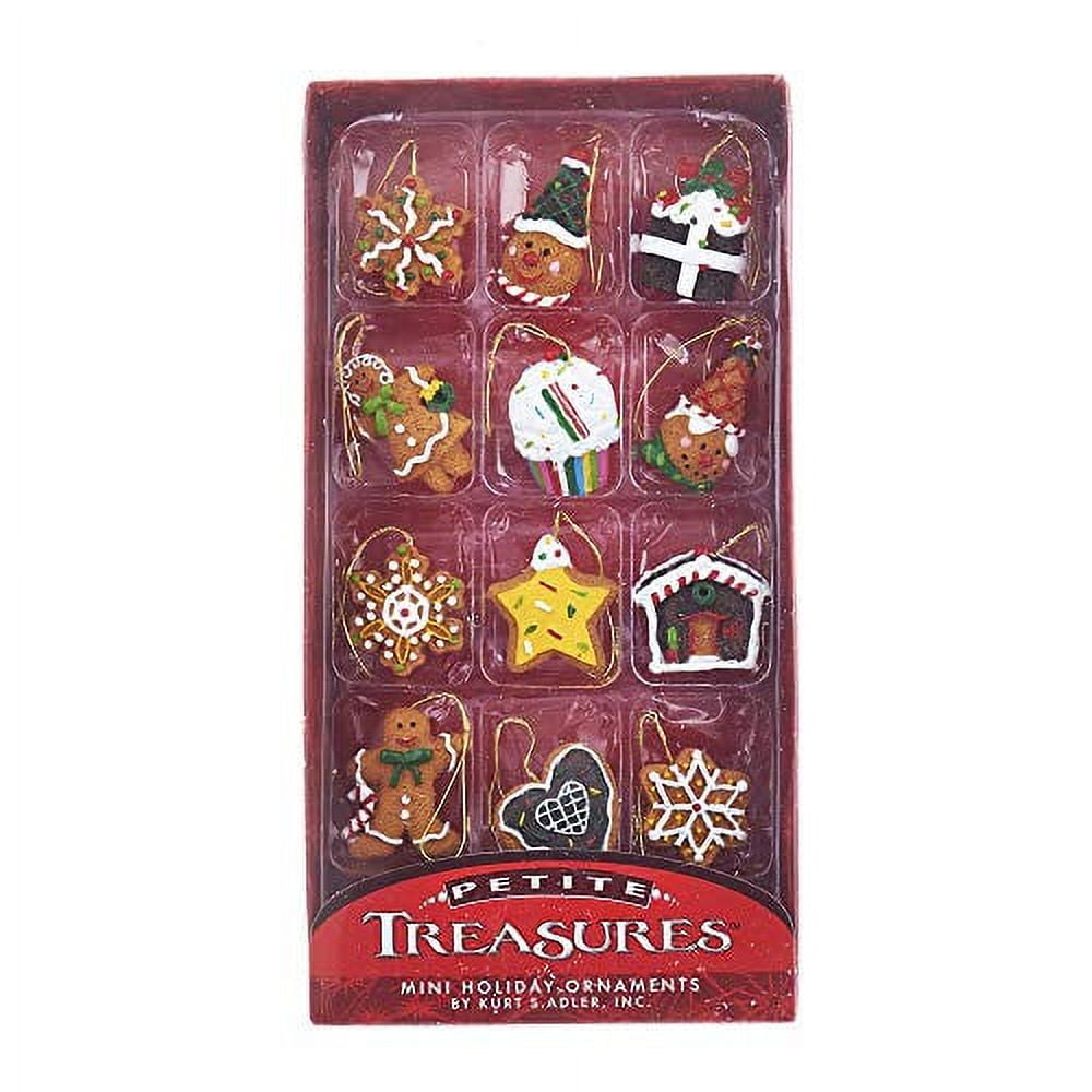 Kurt Adler Holiday Resin Miniature Gingerbread Ornaments 12 Piece Box Set