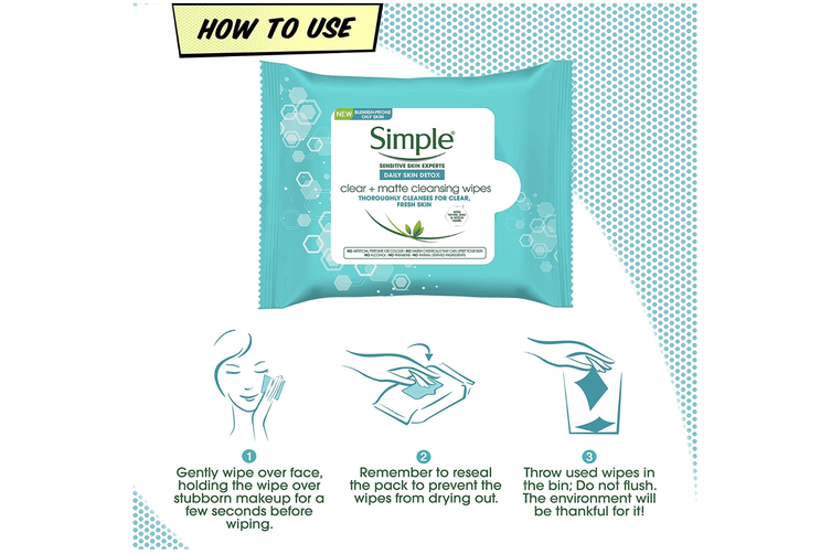 SIMPLE 25 CT - FACIAL WIPES DAILY DETOX
