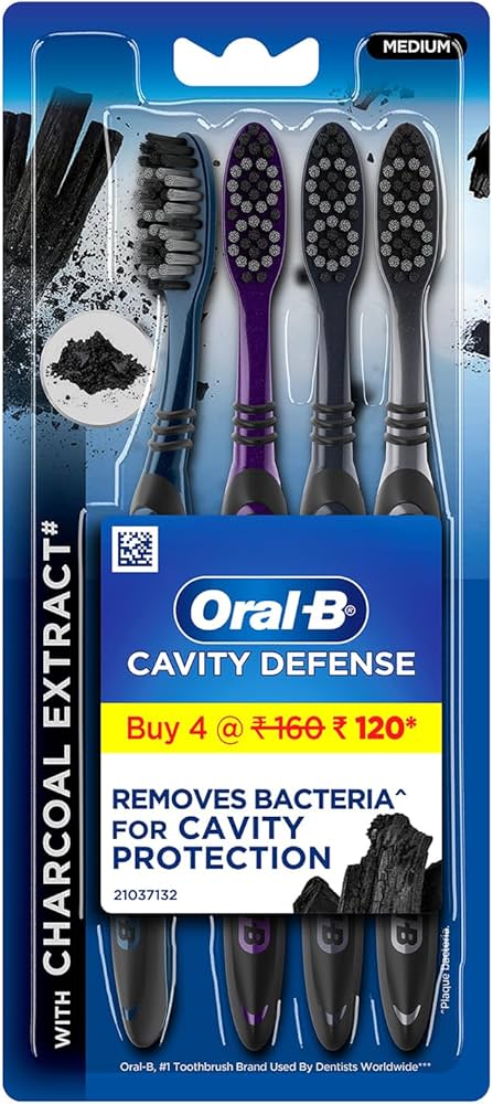 ORAL-B CAVITY DEFENSE CHARCOAL EXTRACT 4 PK - MEDIUM