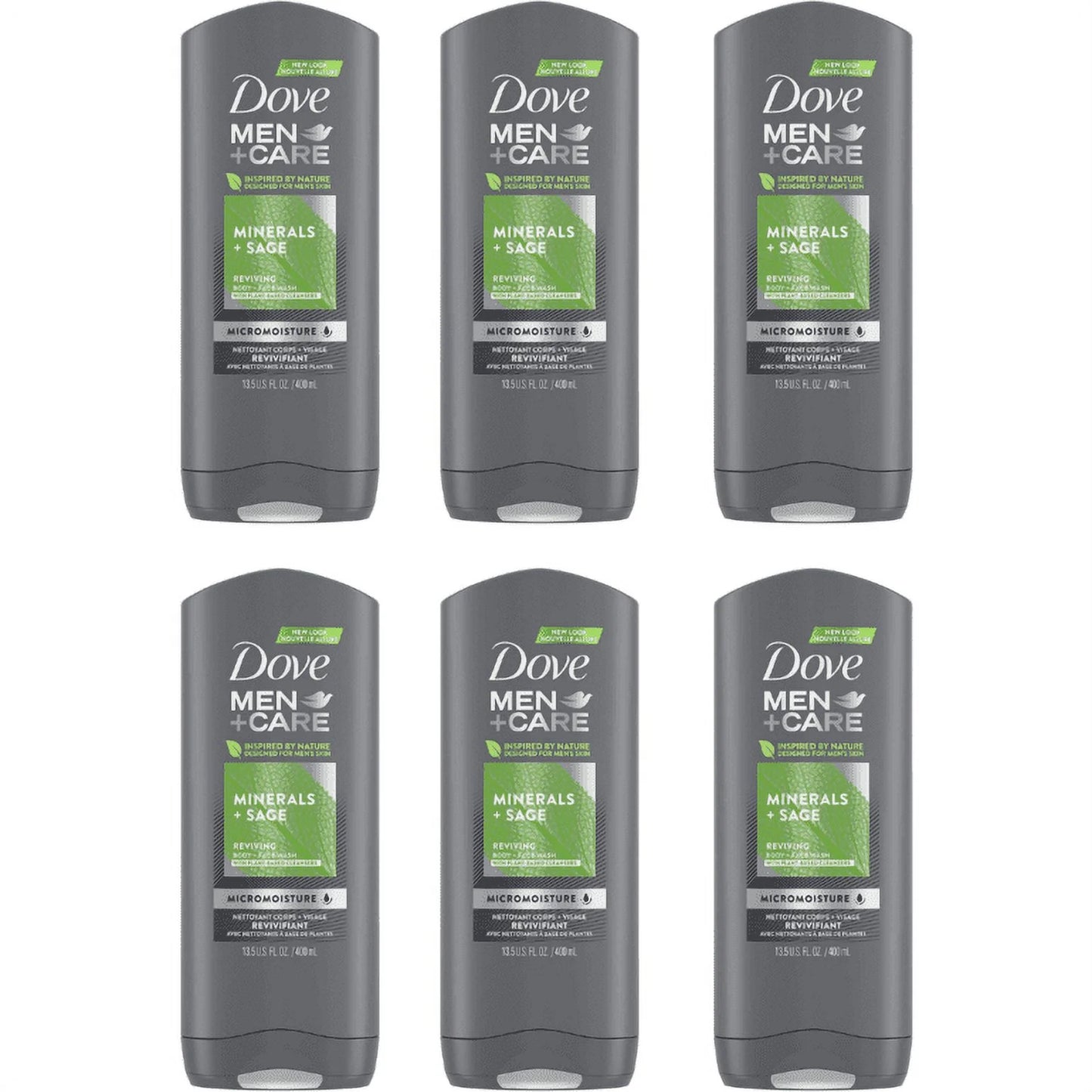 Dove Men+Care Body Wash Mineral+Sage 400ml - Pack of 6