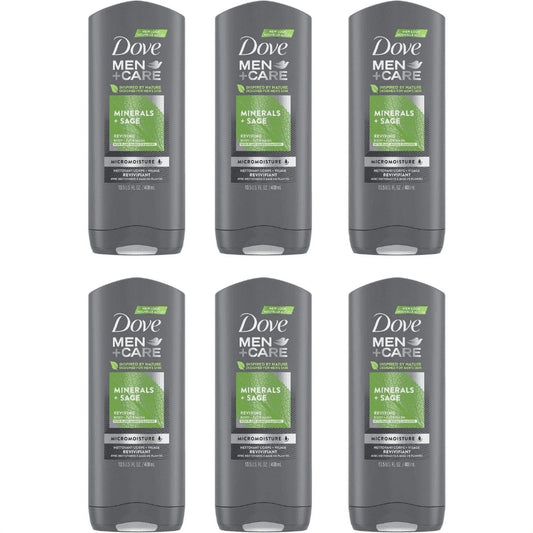 Dove Men+Care Body Wash Mineral+Sage 400ml - Pack of 6