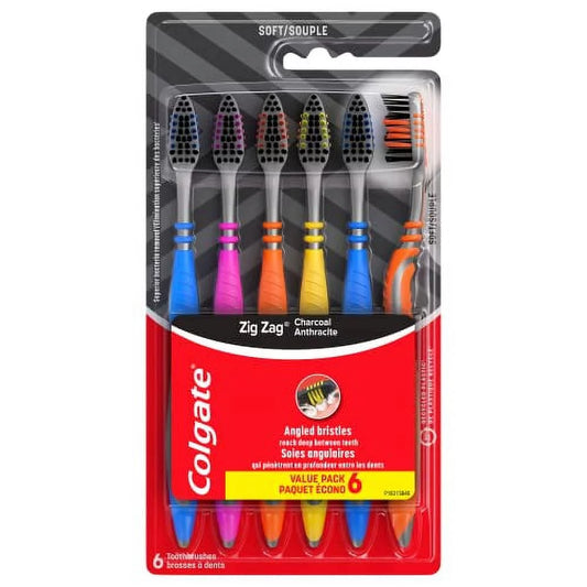 COLGATE ANTIBACTERIAL ZIGZAG CHARCOAL 6 PK