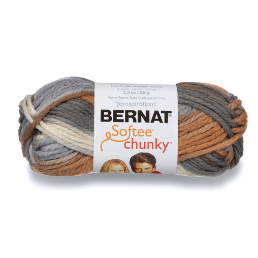 Bernat Softee Chunky Ombre 6 Super Bulky Acrylic Yarn, Stillness 2.8oz/80g, 77 Yards