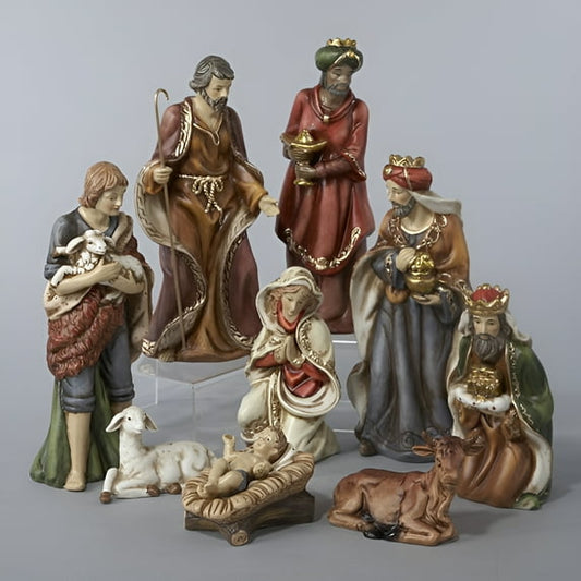 Kurt Adler 9-Inch Porcelain Nativity Figure Tablepiece Set of 9