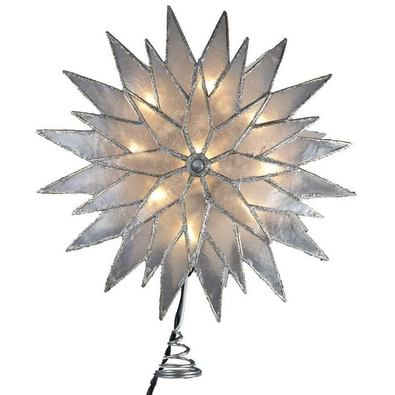 Kurt Adler 9 in. Silver Sunburst Capiz Lighted Tree Topper