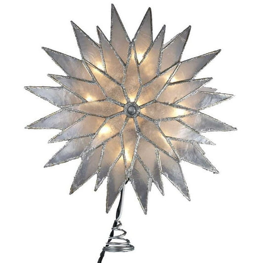 Kurt Adler 9 in. Silver Sunburst Capiz Lighted Tree Topper