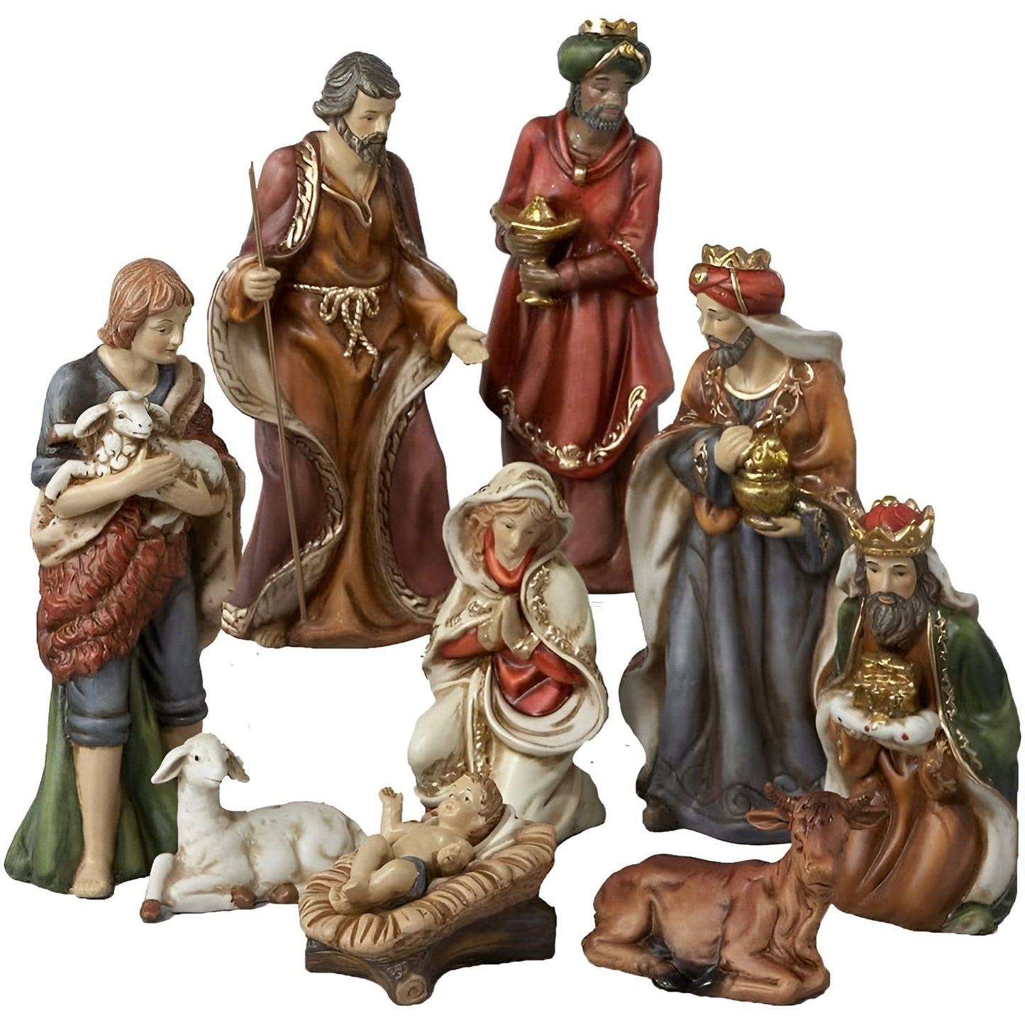 Kurt Adler 9-Inch Porcelain Nativity Figure Tablepiece Set of 9