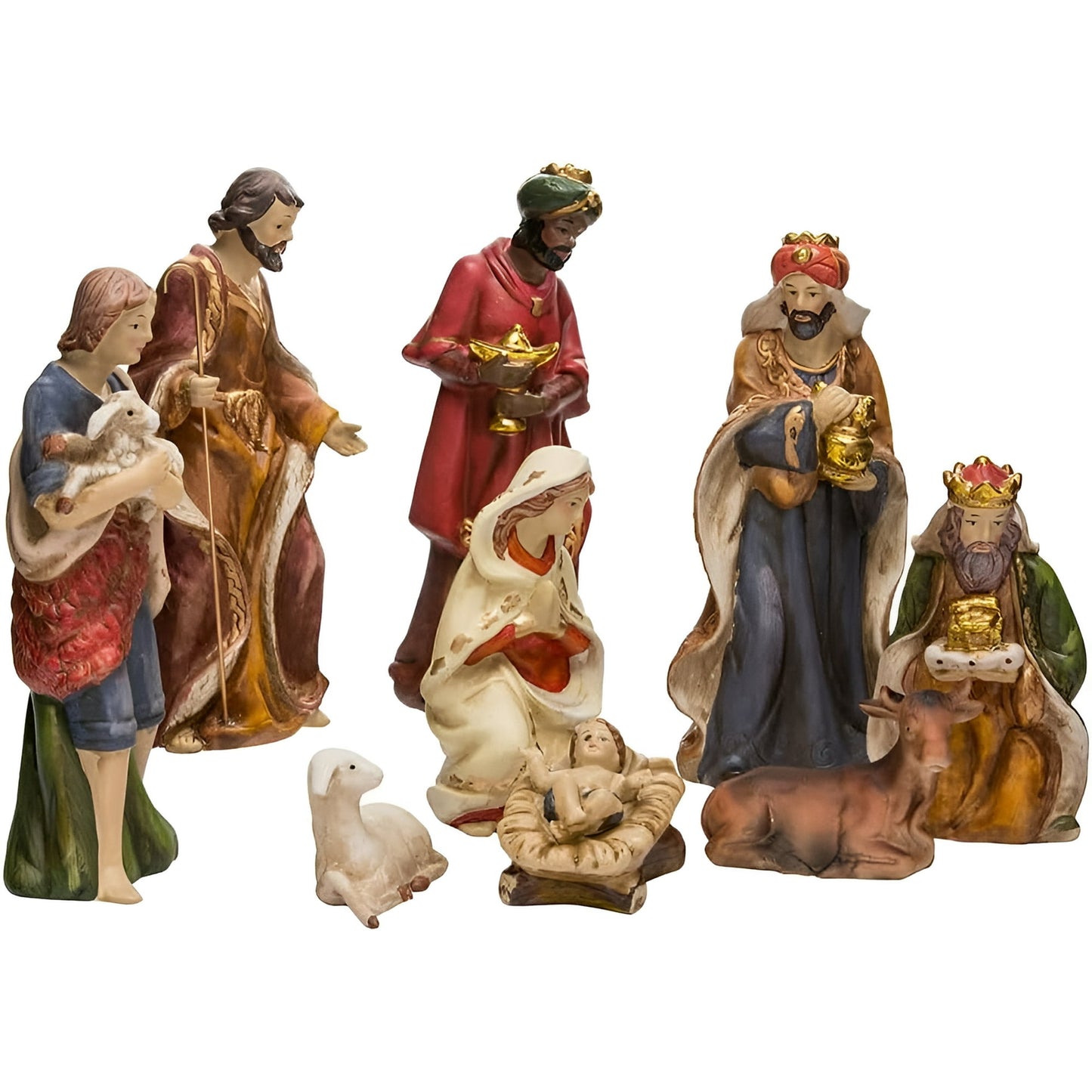 Kurt Adler 9-Inch Porcelain Nativity Figure Tablepiece Set of 9