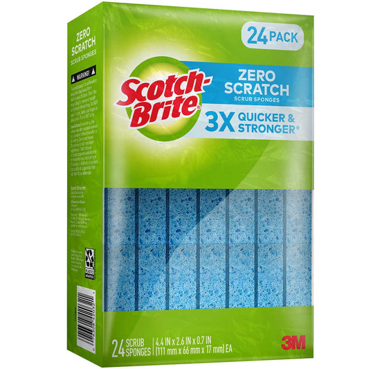 Scotch-Brite Scrub Sponges Zero Scratch Blue 24 Count