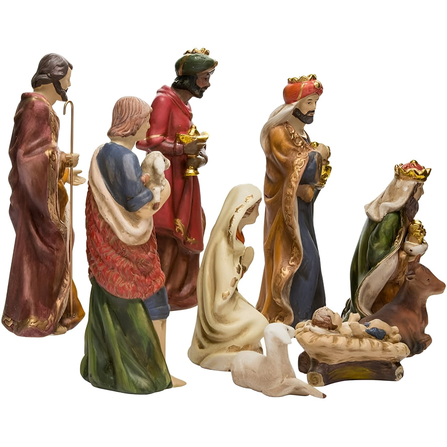Kurt Adler 9-Inch Porcelain Nativity Figure Tablepiece Set of 9